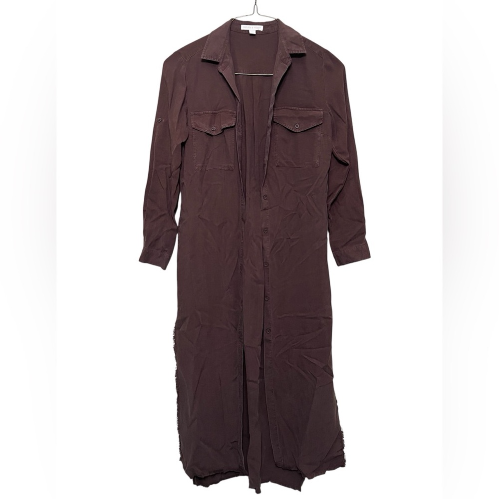 Chelsea & Violet Burgundy Maroon Duster Button Down Midi Dress Jacket